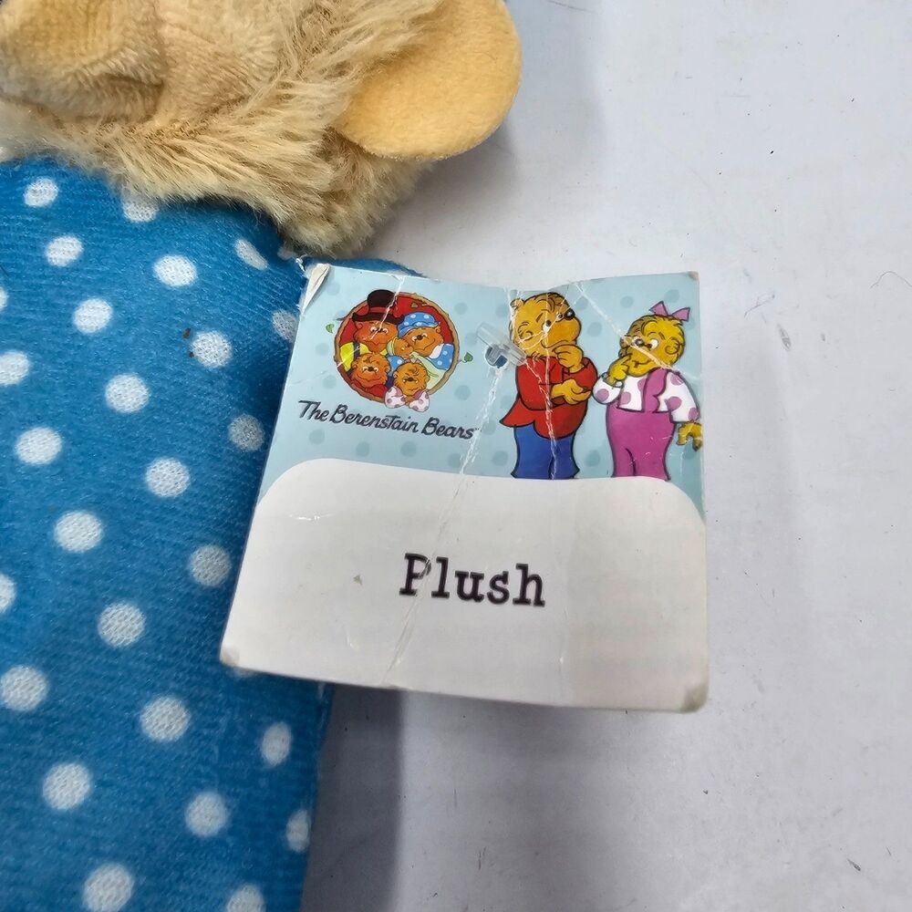 Berenstain Bears Sister Bear Plush Blue Polka Dot Nightgown Nightcap NWT Tag 9" - Picture 2 of 9